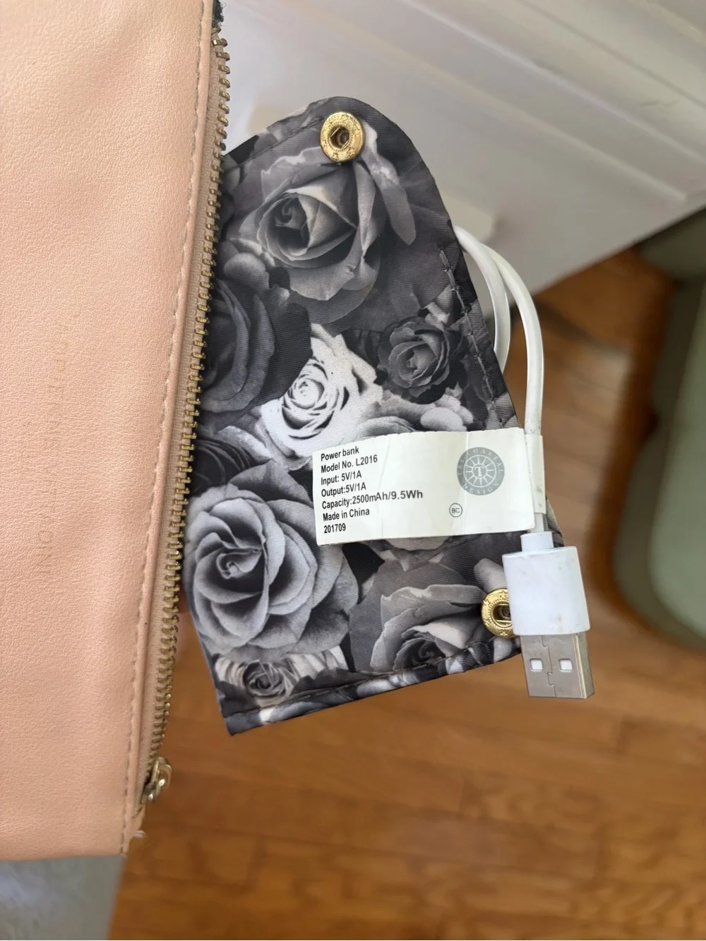 Adrienne Vittadini Blush Wristlet Clutch Vegan Leather Charging Port Included